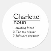 Definition des personalisierten Namens Klassischer Runder Aufkleber (Vorderseite)