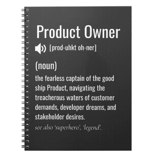 Definition des Produkteigentümers Notizblock (Vorderseite)