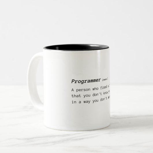 Definition des Programmierers Zweifarbige Tasse (Vorderseite Links)