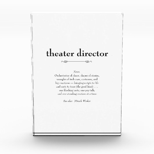 Definition des Theaterdirektors Vielen Dank Fotoblock (Vorderseite)