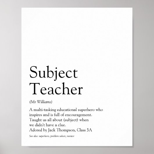 Definition des weltbesten Lehrers Poster (Vorne)