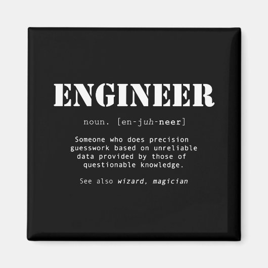 Definition des Wörterbuchs "Funny Engineer" Magnet (Vorne)