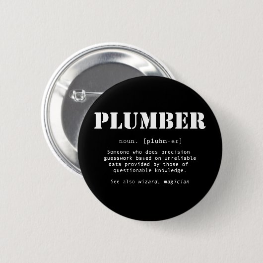 Definition des Wörterbuchs "Funny Plumber" Button (Vorne & Hinten)