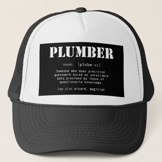 Definition des Wörterbuchs "Funny Plumber" Truckerkappe (Vorderseite)