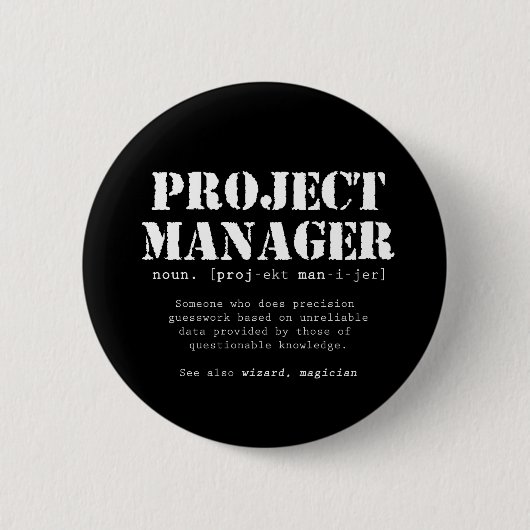 Definition des Wörterbuchs "Funny Project Manager" Button (Vorderseite)