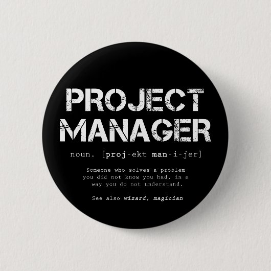 Definition des Wörterbuchs "Funny Project Manager" Button (Vorderseite)