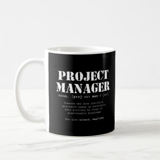 Definition des Wörterbuchs "Funny Project Manager" Kaffeetasse (Links)