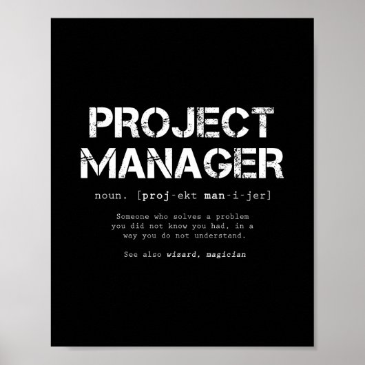 Definition des Wörterbuchs "Funny Project Manager" Poster (Vorne)