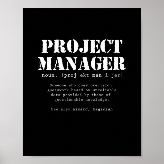 Definition des Wörterbuchs "Funny Project Manager" Poster (Vorne)