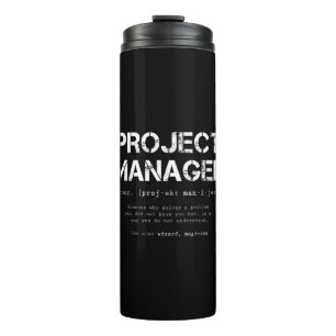 Definition des Wörterbuchs "Funny Project Manager" Thermosbecher