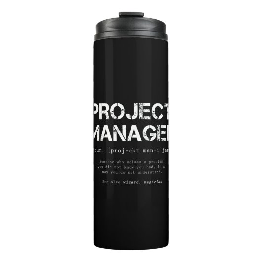 Definition des Wörterbuchs "Funny Project Manager" Thermosbecher (Vorderseite)