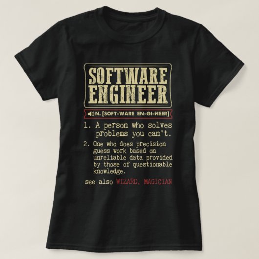 Definition des Wörterbuchs "Software Engineer" T-Shirt (Design vorne)