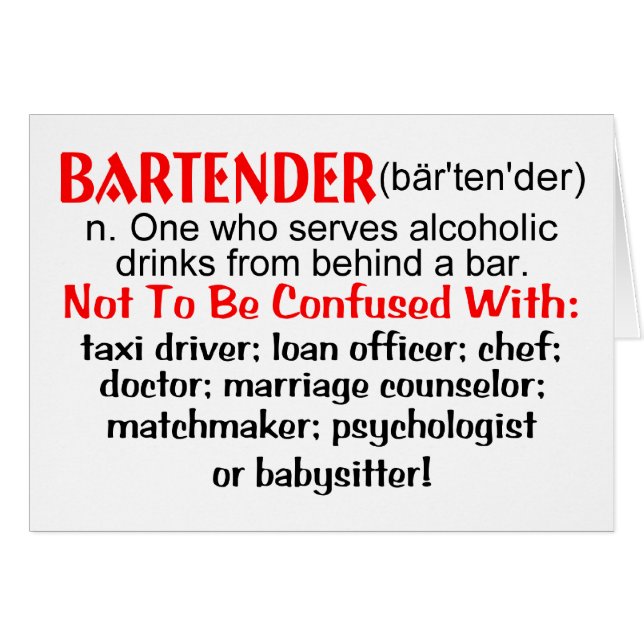 Definition eines Barkeepers (Vorderseite (Horizontal))
