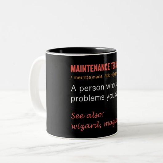 Definition eines "Funny Maintenance Technician" Zweifarbige Tasse (Vorderseite Links)