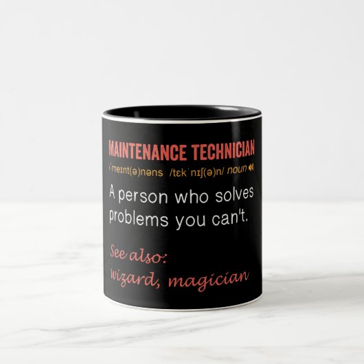 Definition eines "Funny Maintenance Technician" Zweifarbige Tasse (Mittel)