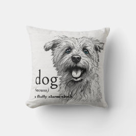 Definition eines Hundes auf weißem Holz Kissen