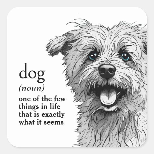 Definition eines Hundes Quadratischer Aufkleber (Vorderseite)