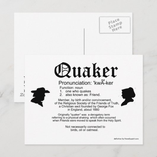 Definition eines Quakers Postkarte (Vorne/Hinten)