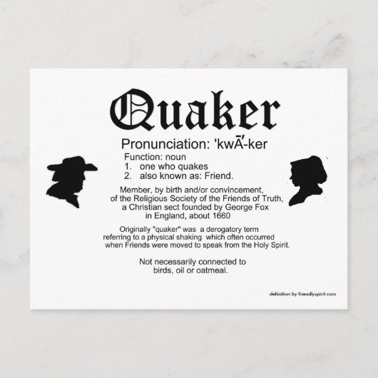 Definition eines Quakers Postkarte (Vorderseite)