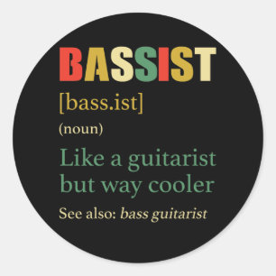 Definition eines Vintage-Bassisten für Bassguitarr Runder Aufkleber