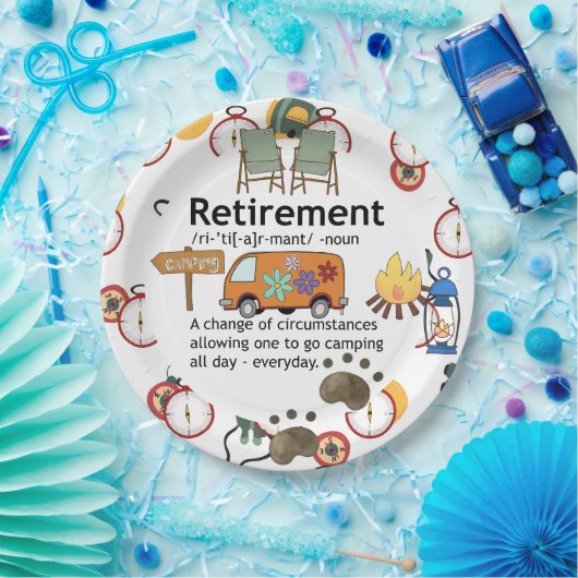 Definition für "Funny Camping Retirement" Pappteller (Party)