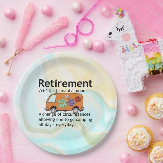 Definition für "Funny Camping Retirement" Pappteller (Party)