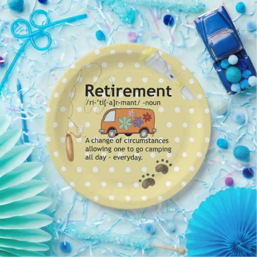 Definition für "Funny Camping Retirement" Pappteller (Party)