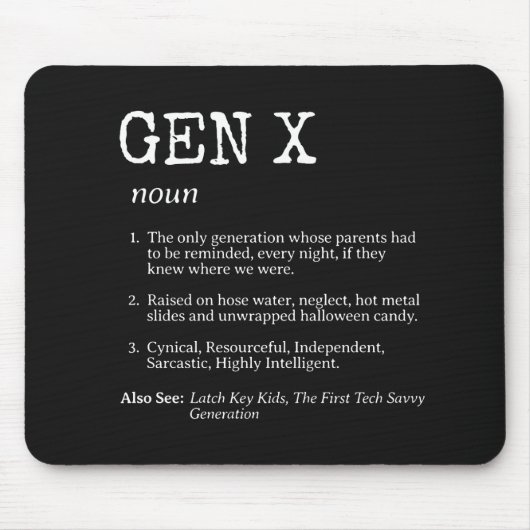 Definition für "Funny Generation X" Mousepad (Vorne)