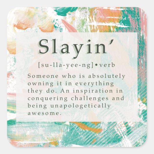 Definition grün rosa abstrakter Hintergrund Quadratischer Aufkleber (Vorderseite)