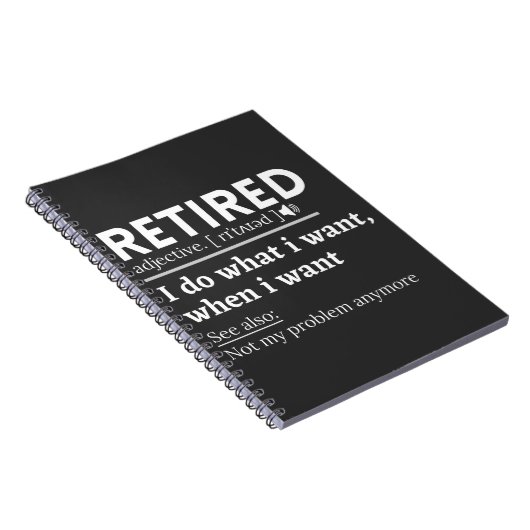 Definition im Ruhestand, komischer Ruhestand, im R Notizblock (Rechte Seite)