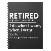 Definition im Ruhestand, komischer Ruhestand, im R Notizblock (Vorderseite)