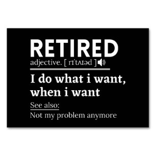 Definition im Ruhestand, komischer Ruhestand, im R Tischnummer