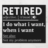 Definition im Ruhestand, komischer Ruhestand, Rent Alkoholflaschenetikett (Einzelnes Label)