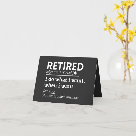 Definition im Ruhestand, komischer Ruhestand, Rent Karte (Gelbe Blume)