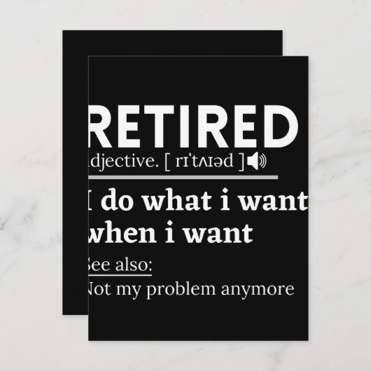 Definition im Ruhestand, komischer Ruhestand, Rent Save The Date (Vorne/Hinten)