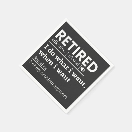 Definition im Ruhestand, komischer Ruhestand, Rent Serviette (Ecke)