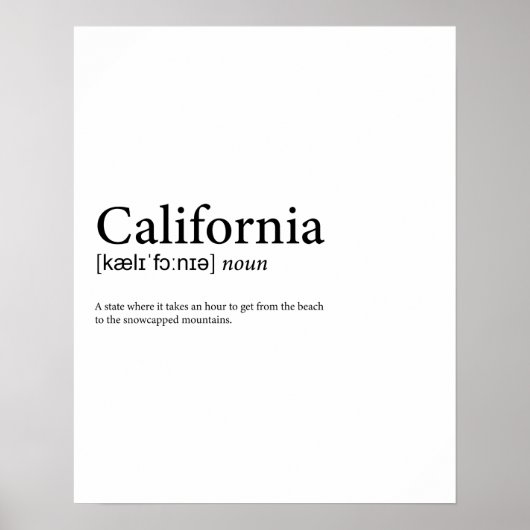 Definition Kalifornien Poster (Vorne)