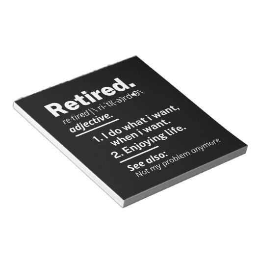 Definition lustiger Ruhestand Notizblock (angewinkelt)