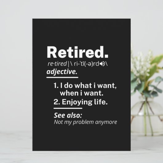 Definition lustiger Ruhestand Save The Date (Stehend Vorderseite)