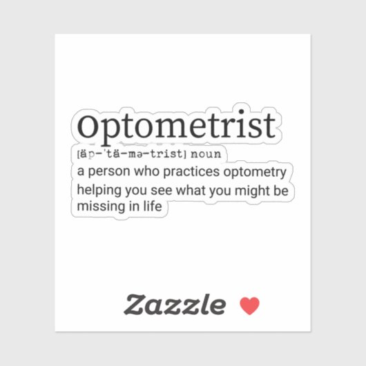 Definition, Optometrie, Optometrie, Optometriker Aufkleber (Blatt)