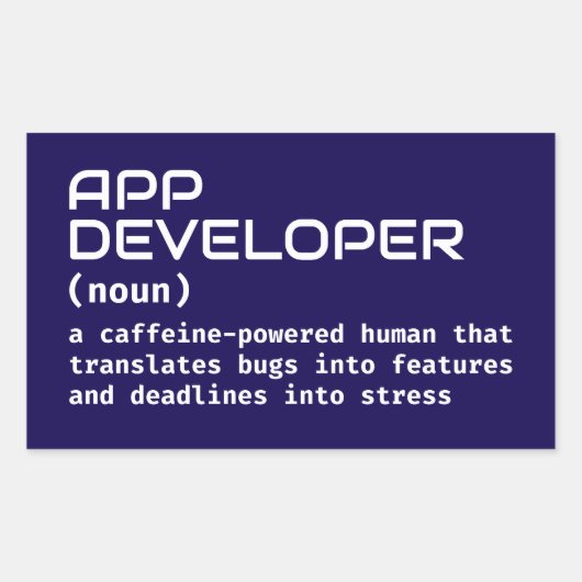 Definition von App Developer-Spaß Rechteckiger Aufkleber (Vorderseite)