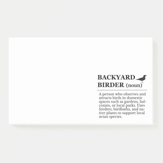 Definition von Backyard Birder - Garten-Vogelbeoba Post-it Klebezettel (Vorderseite)