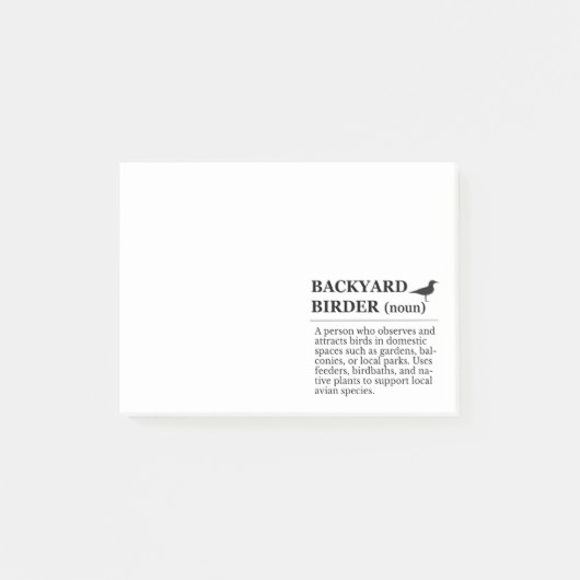 Definition von Backyard Birder - Garten-Vogelbeoba Post-it Klebezettel (Vorderseite)