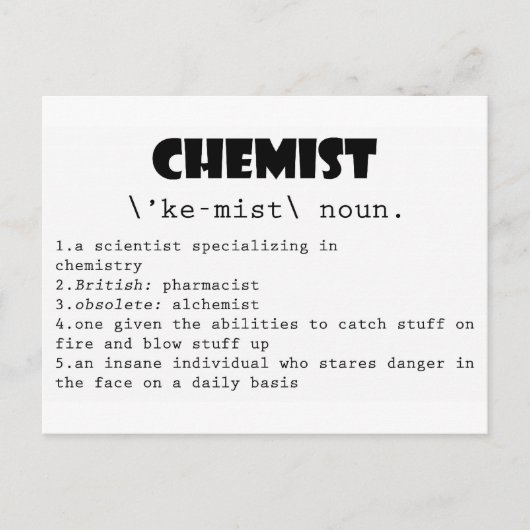 Definition von Chemist Postkarte (Vorderseite)