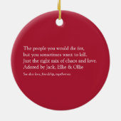 Definition von Familiennamen Moderner Spaß Rot Keramik Ornament (Hinten)