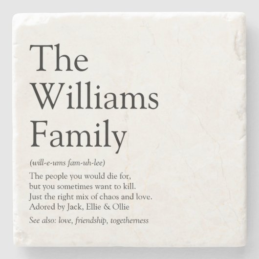 Definition von Familiennamen Personalisiert Steinuntersetzer (Vorderseite)