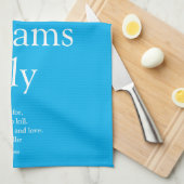 Definition von Familiennamen Spaß Modernes Blau Geschirrtuch (Viertel Falte)