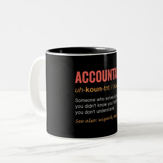 Definition von "Funny Accountant" Zweifarbige Tasse (Vorderseite Links)