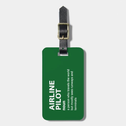 Definition von "Funny Airline Captain" Gepäckanhänger (Vorderseite vertikal)