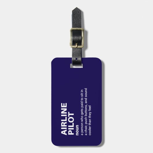 Definition von "Funny Airline Pilot" Gepäckanhänger (Vorderseite vertikal)